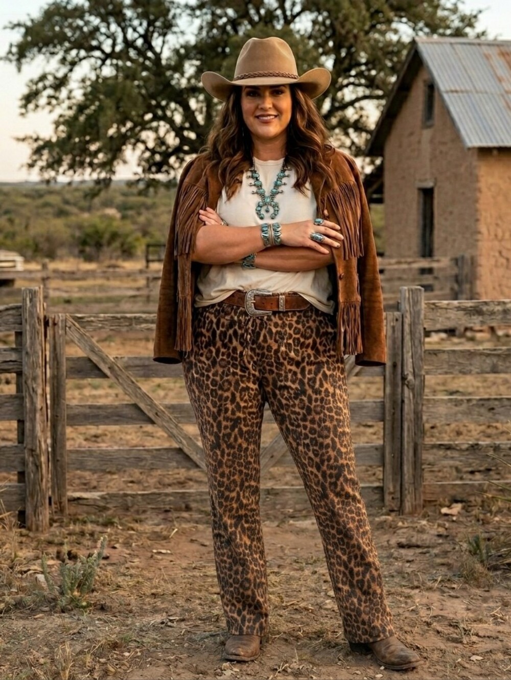 L&B (Lucky & Blessed) 3X Flare in Lepoard Print Pants